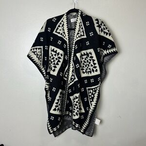 Sasso + Smyth Women's  Black Knit Cardigan‎ Sweater Open Front One Size